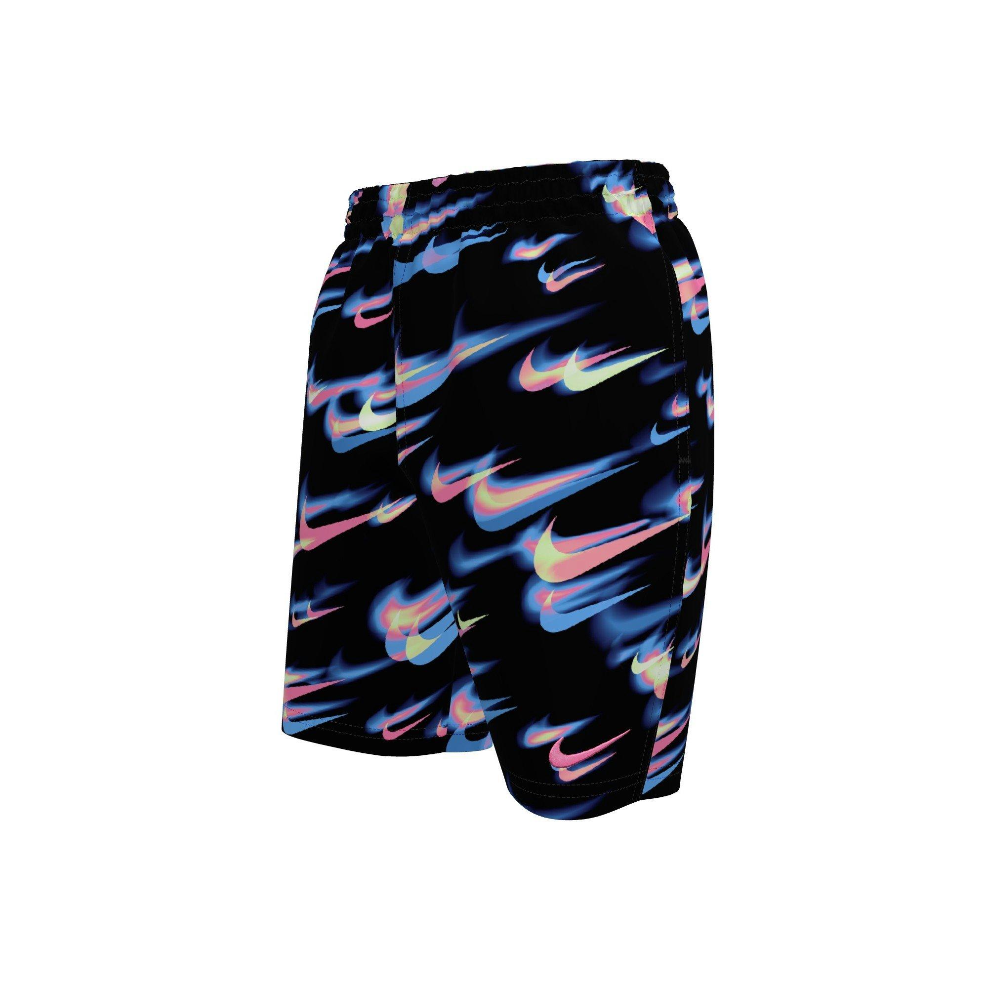 Nike Big Boys' Swim Breaker Asteroid Swoosh 7" Boxer Volley Swim Shorts - Black - BLACK